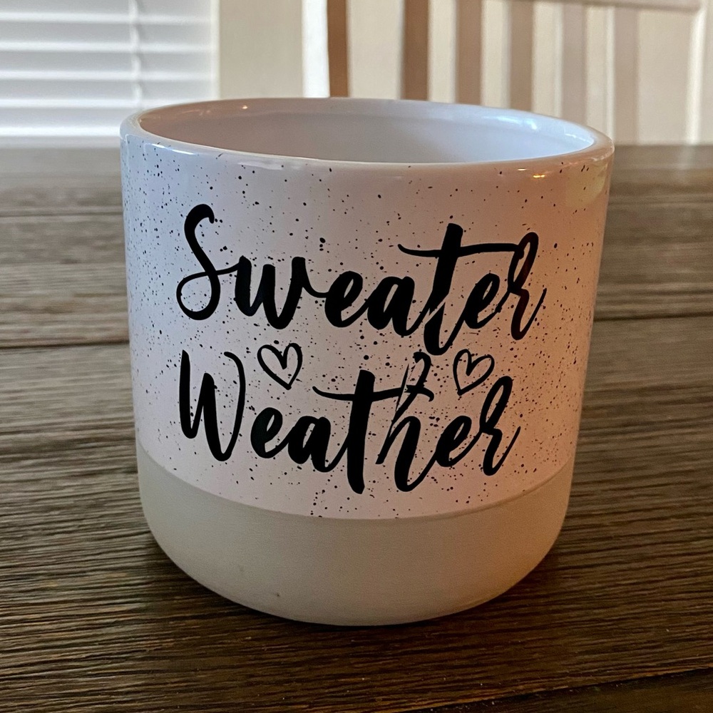 Planter Flower Pot Ceramic Sweater Weather Rustic Farmhouse Plants Garden 4”